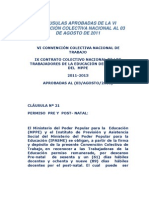 CLÁUSULAS APROBADAS DE LA VI CONVENCIÓN COLECTIVA NACIONAL AL 03 DE AGOSTO DE 2011