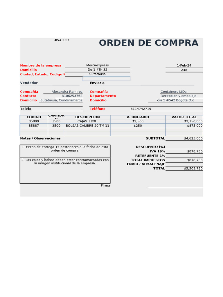 Orden de Compra y Facturación Mercaexpress | PDF | Depreciación | Jerga ...
