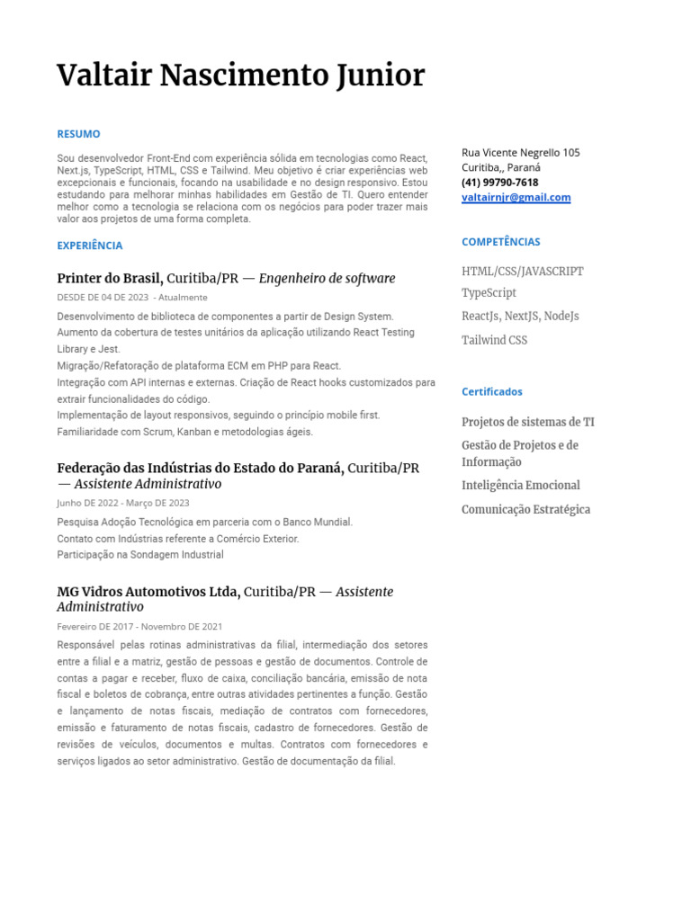 Desenvolvedor Front-End em React e TypeScript | PDF | Tecnologia da ...
