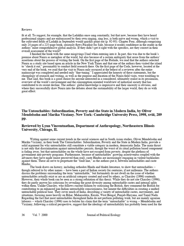 Untouchables in Modern India: A Review | PDF | Dalit | Caste