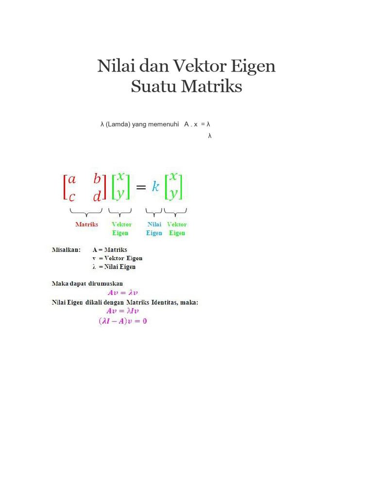 Pertemuan 11. Nilai dan Vektor Eigen Suatu Matriks | PDF