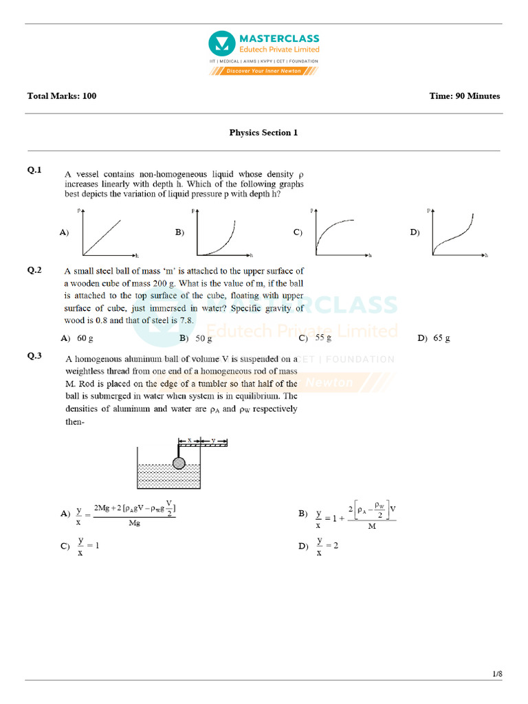 Physics Exam Questions and Answers | PDF | Electric Field | Physics