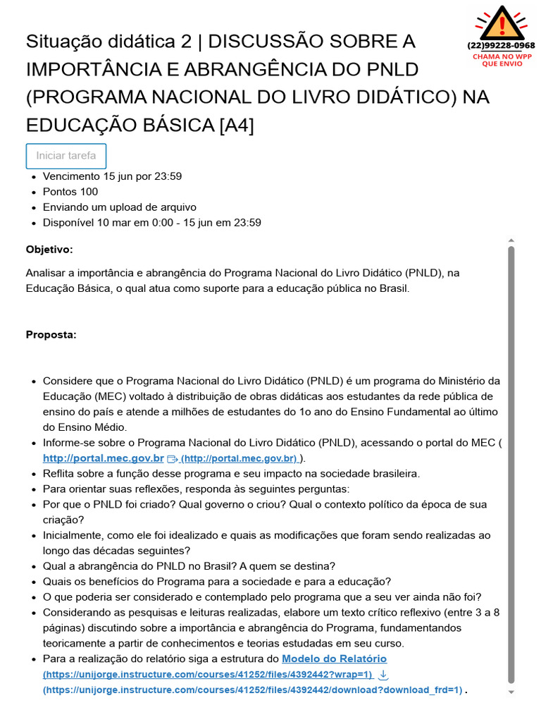 Importância do PNLD na Educação Básica | PDF