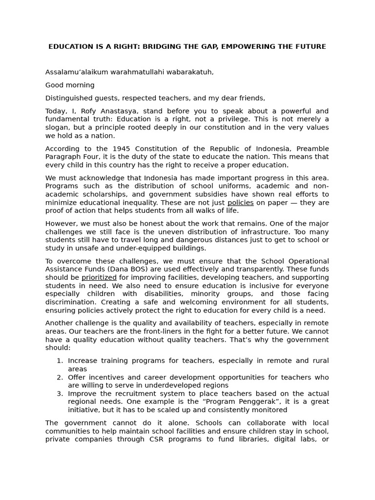 Education Is A Right Bridging The Gap | PDF | Social Policy | Social ...