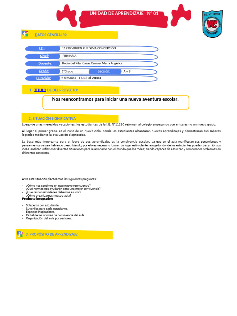UNIDAD DE APRENDIZAJE 01 | PDF | Aprendizaje | Salón de clases