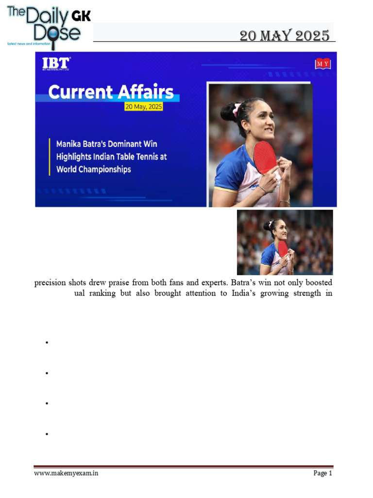 India Current Affairs: May 20, 2025 | PDF | Human Resource Management ...