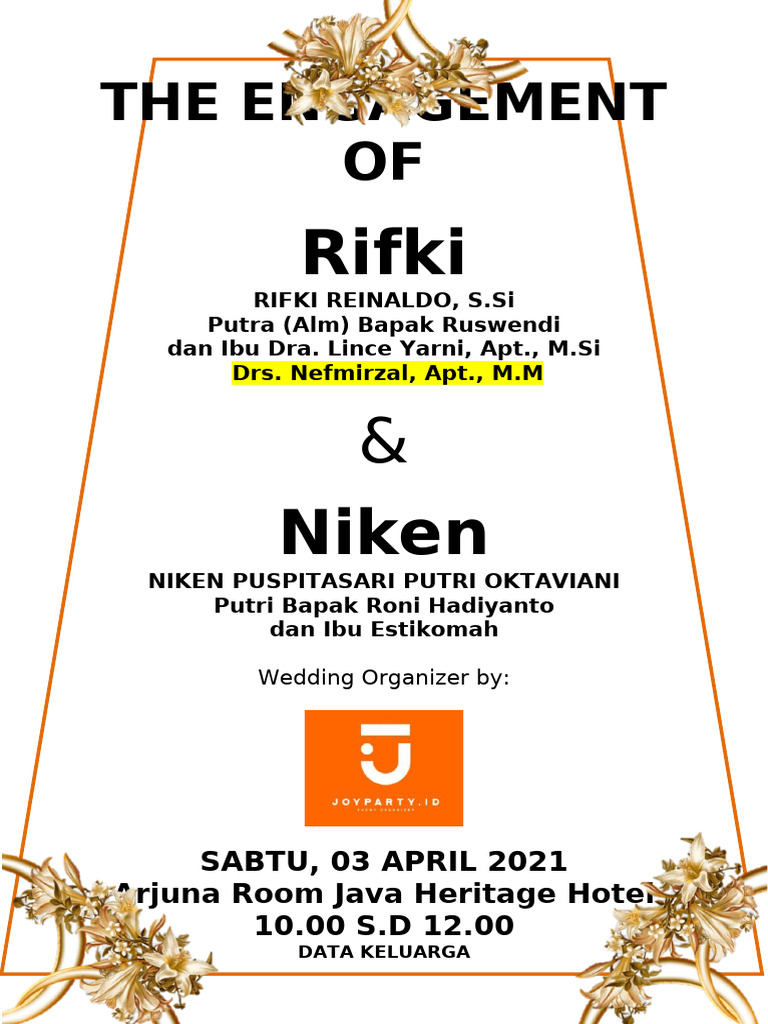 Pertunangan Rifki dan Niken Puspitasari | PDF