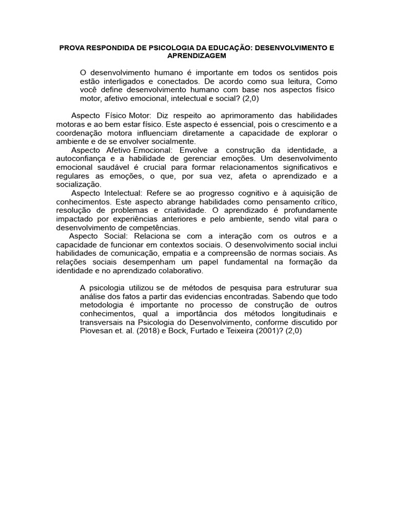 Desenvolvimento Humano e Psicologia Educacional | PDF | Aprendizado ...