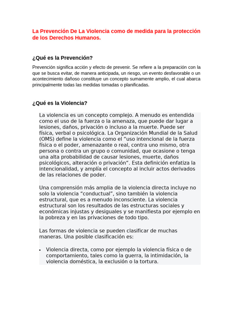 Prevención de Violencia y Derechos Humanos | PDF | Violencia | Derechos ...