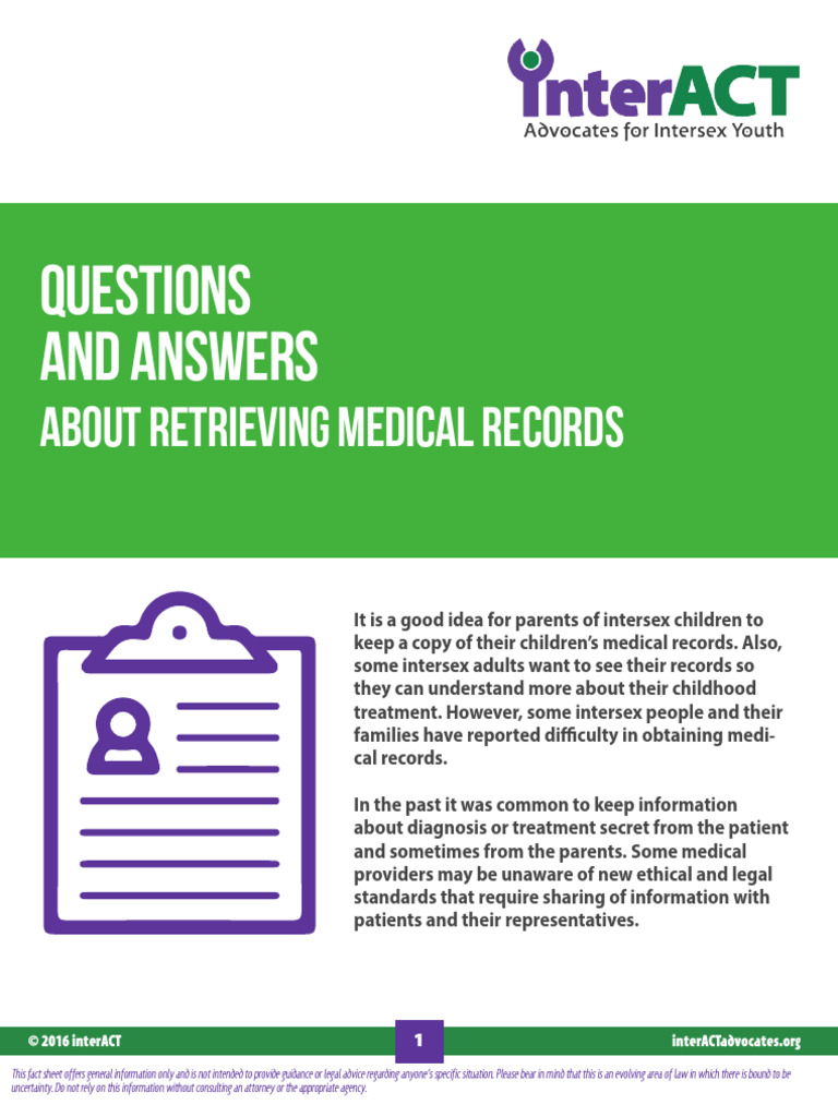 interACT Intersex Resource FAQ Medical Records | PDF | Medical Record ...