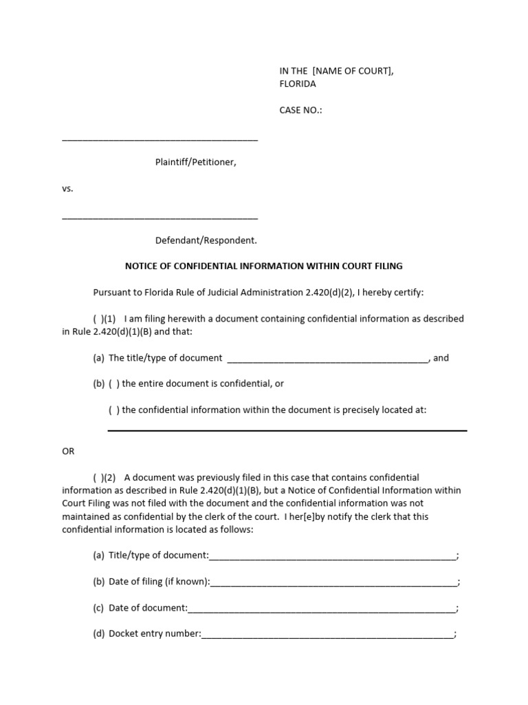Notice of Confidential Info in Filing | PDF | Legal Procedure | Justice