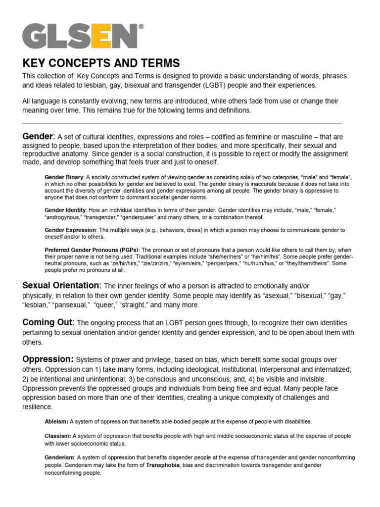 Key LGBT Concepts and Terms Explained | PDF | Human Sexuality | Gender