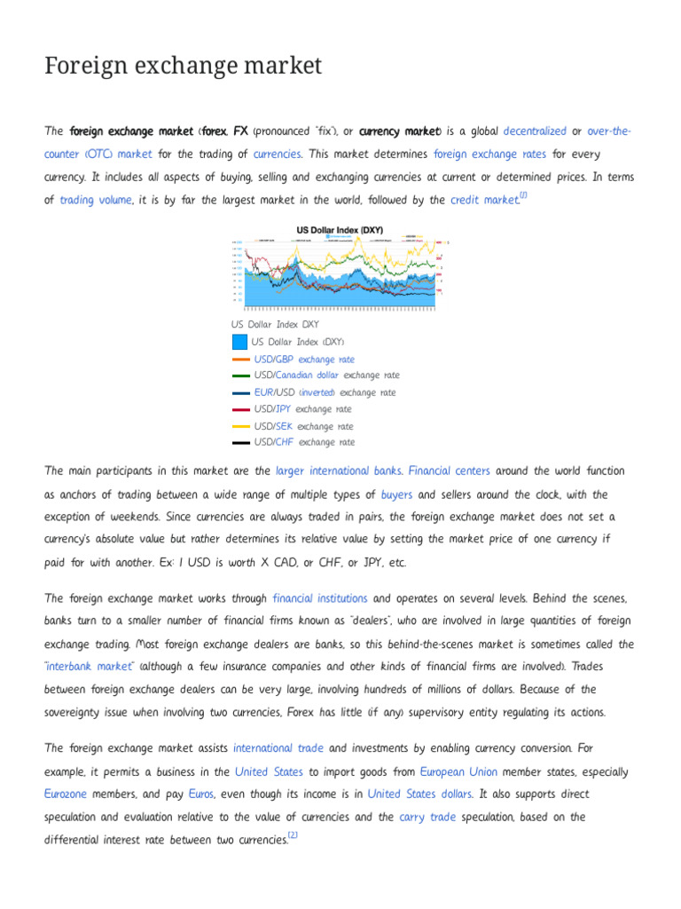 Foreign Exchange Market - Wikipedia | PDF | Foreign Exchange Market |  Exchange Rate