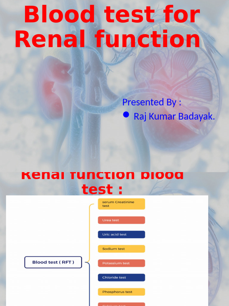 Renal Function Blood T Rajkumar (2) | PDF | Creatinine | Kidney