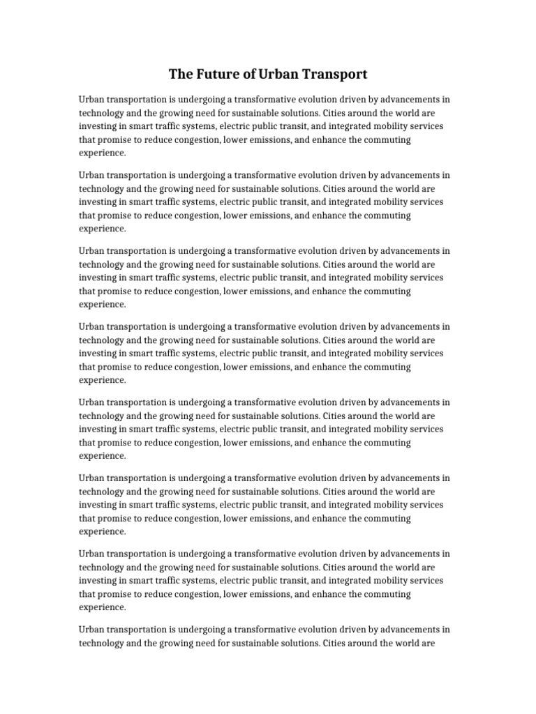 Future of Urban Transport | PDF | Public Transport | Transport