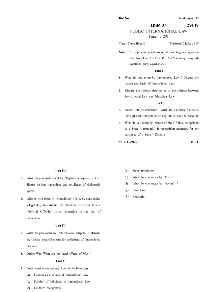 Question Paper of LLB Exam | PDF
