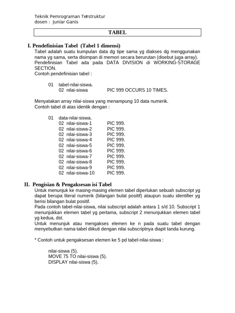 Teknik Pemrograman Tabel Dimensi | PDF