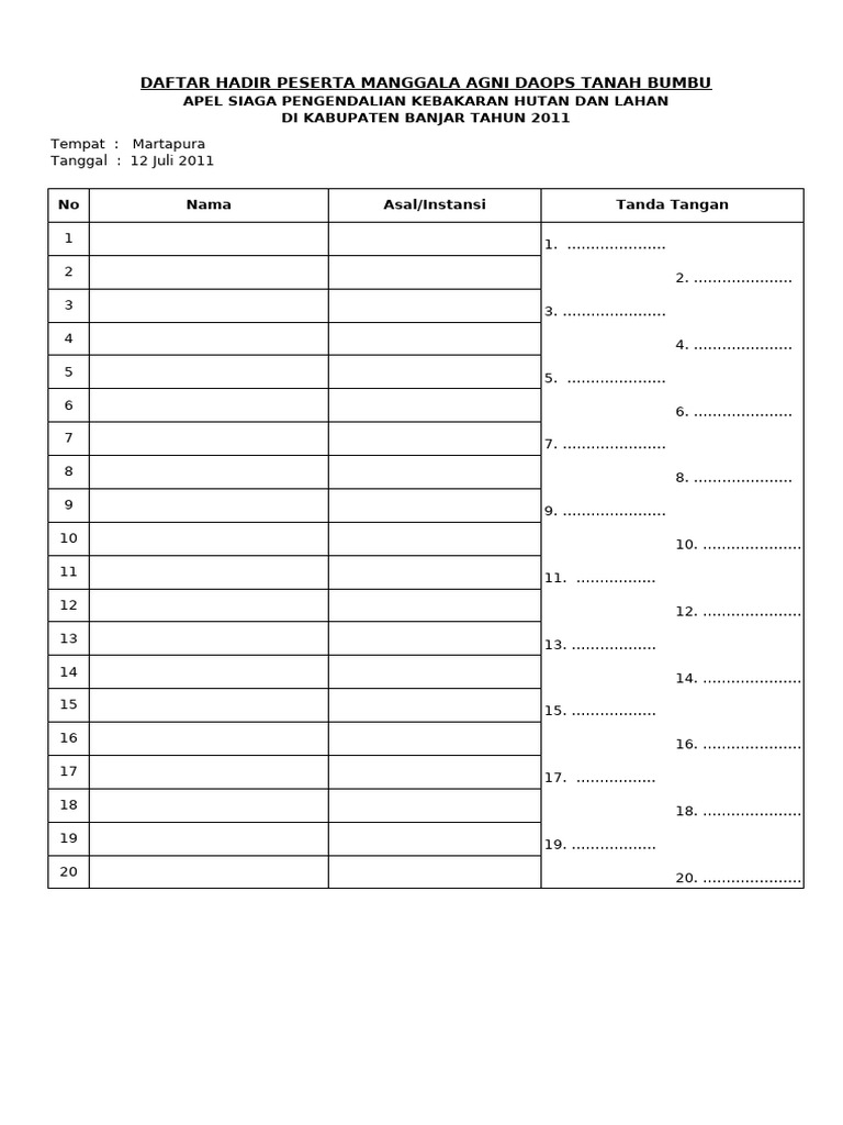 Daftar Hadir | PDF