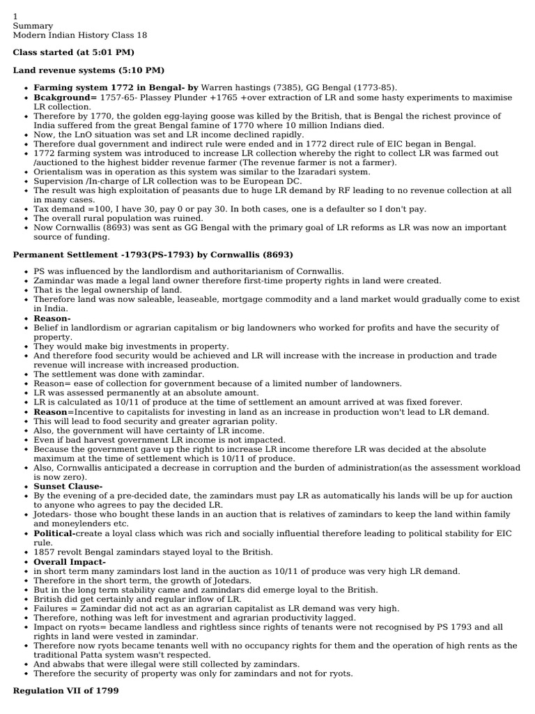 Modern Indian History Class 18 - 081222 | PDF | Economies