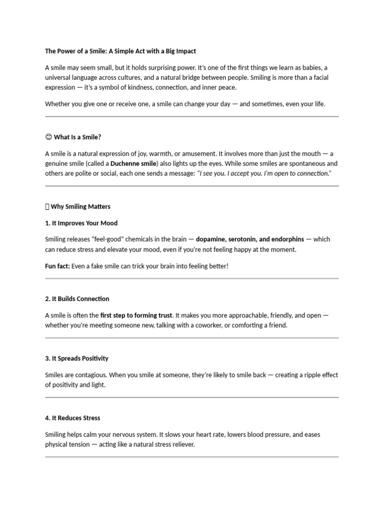 The Power of A Smile | PDF | Smile | Brain