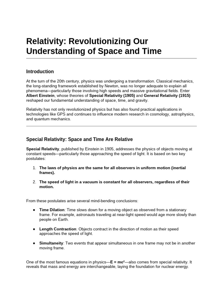Understanding Einstein's Relativity Theory | PDF | General Relativity ...