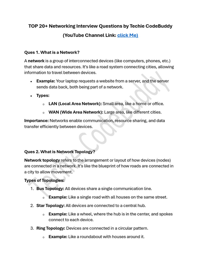 Top Networking Interview Questions | PDF | Osi Model | Domain Name System