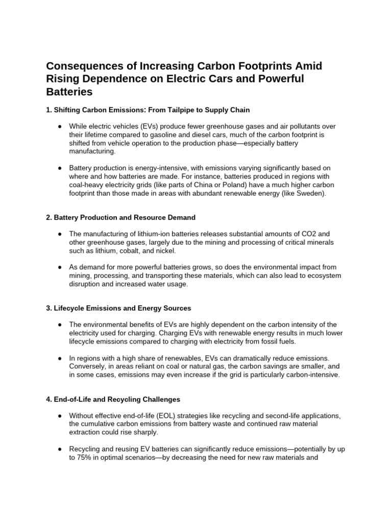 Carbon Footprint of Electric Vehicles | PDF | Electric Vehicle ...