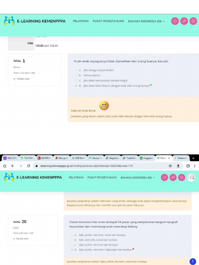 Test Awal Elearning - Kemenpppa.go - Id | PDF
