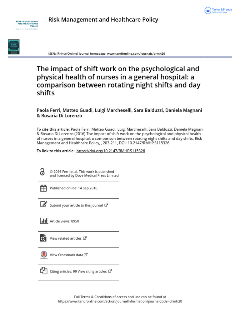 The Impact of Shift Work On The Psychological and Physical Health of ...