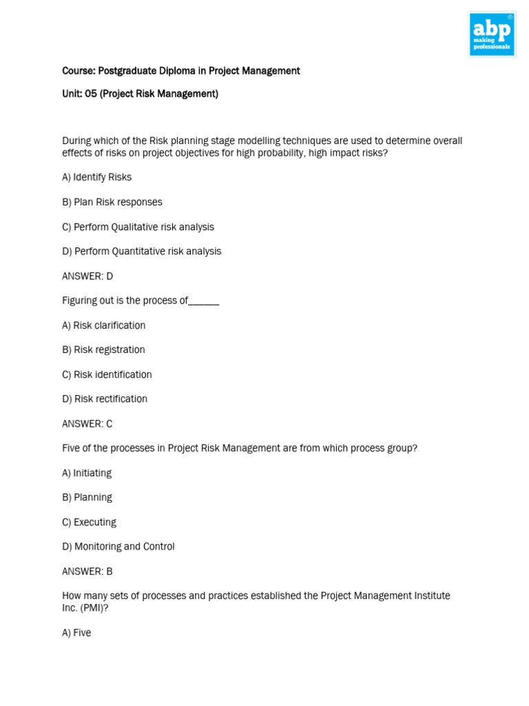 Project Risk Management Exam Guide | PDF | Risk | Risk Management