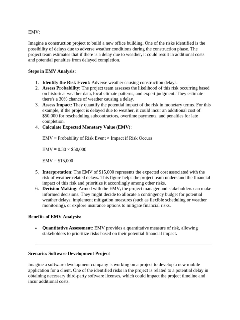 EMV Analysis in Project Risk Management | PDF | Risk | Business