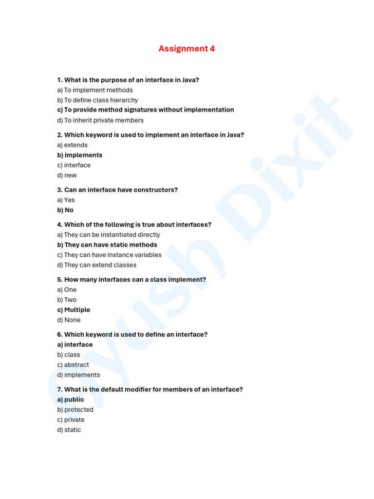 Java Interface Implementation Keywords | PDF | Class (Computer ...