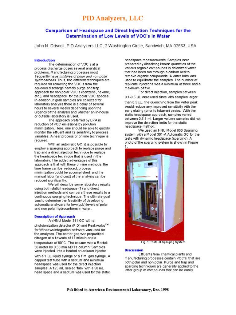 Headspace vs Direct Injection for VOCs | PDF | Gas Chromatography ...