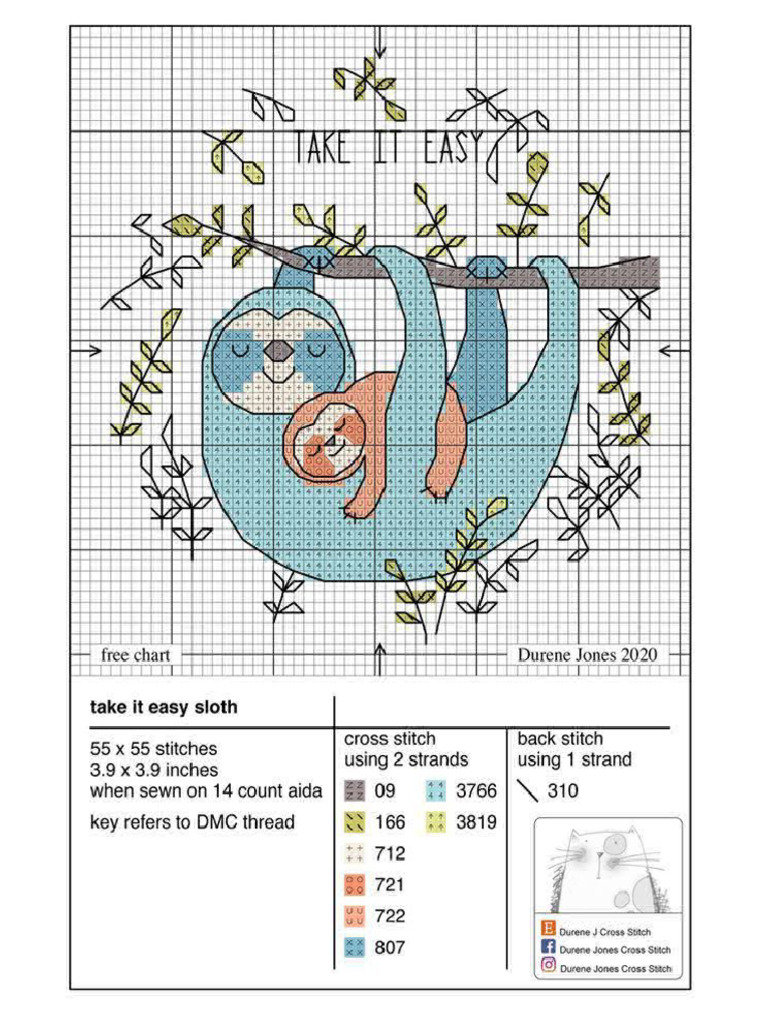 Sloth and Sloth Cross Stitch Pattern | PDF