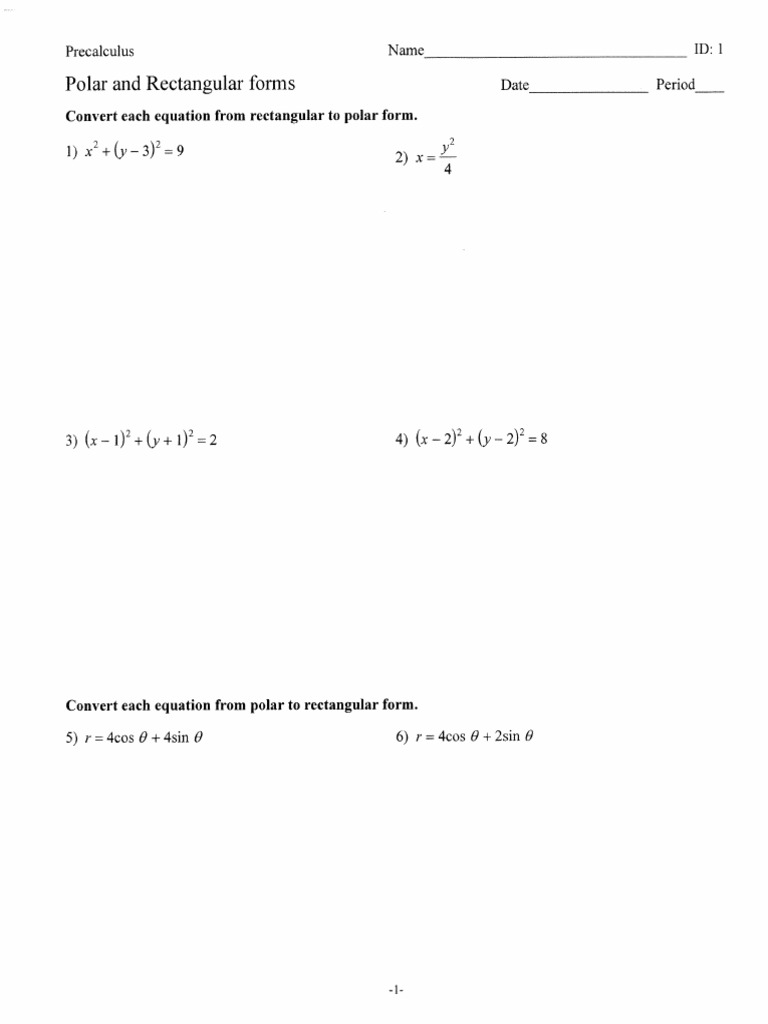 Polar+and+Rectangular+Form+-+Homework+03 07 | PDF