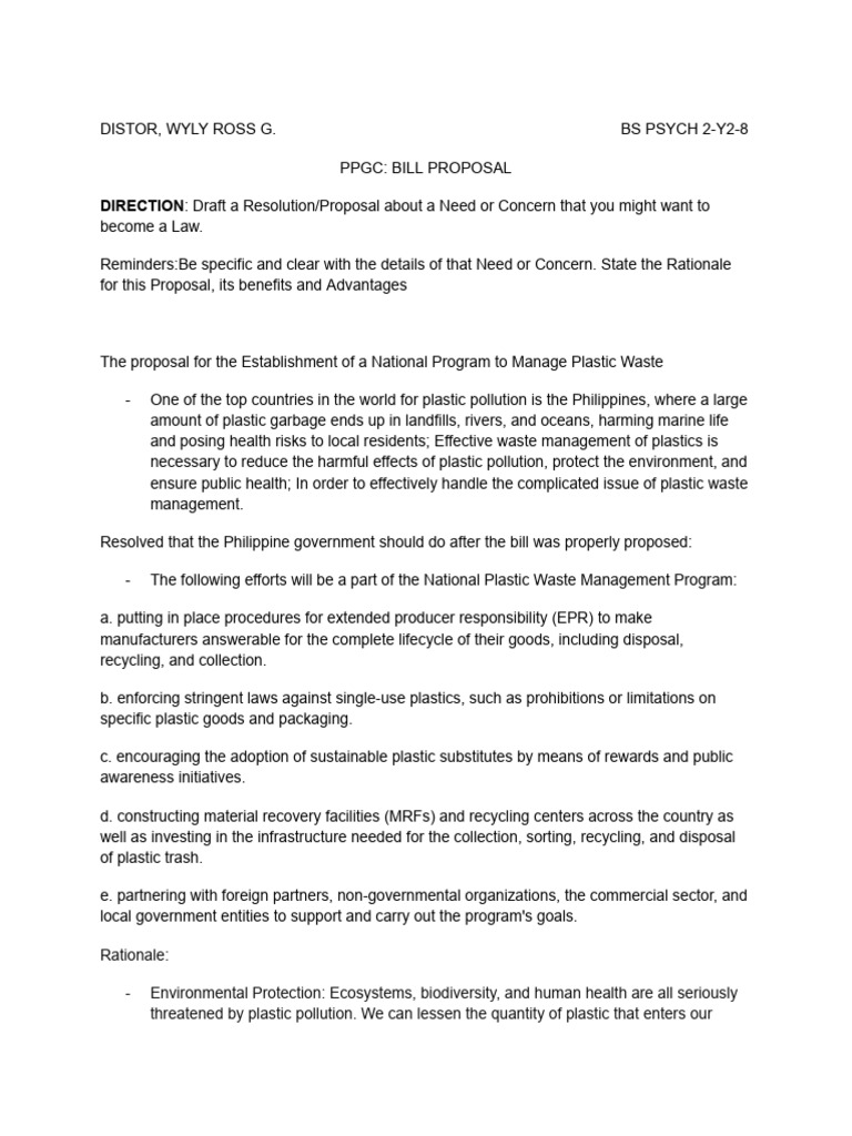 National Plastic Waste Management Proposal | PDF | Waste Management ...