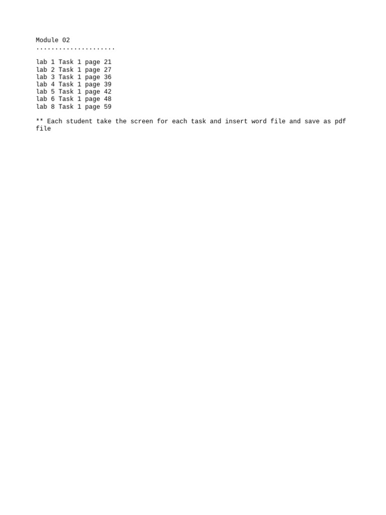 Module 02 Lab Tasks Overview | PDF