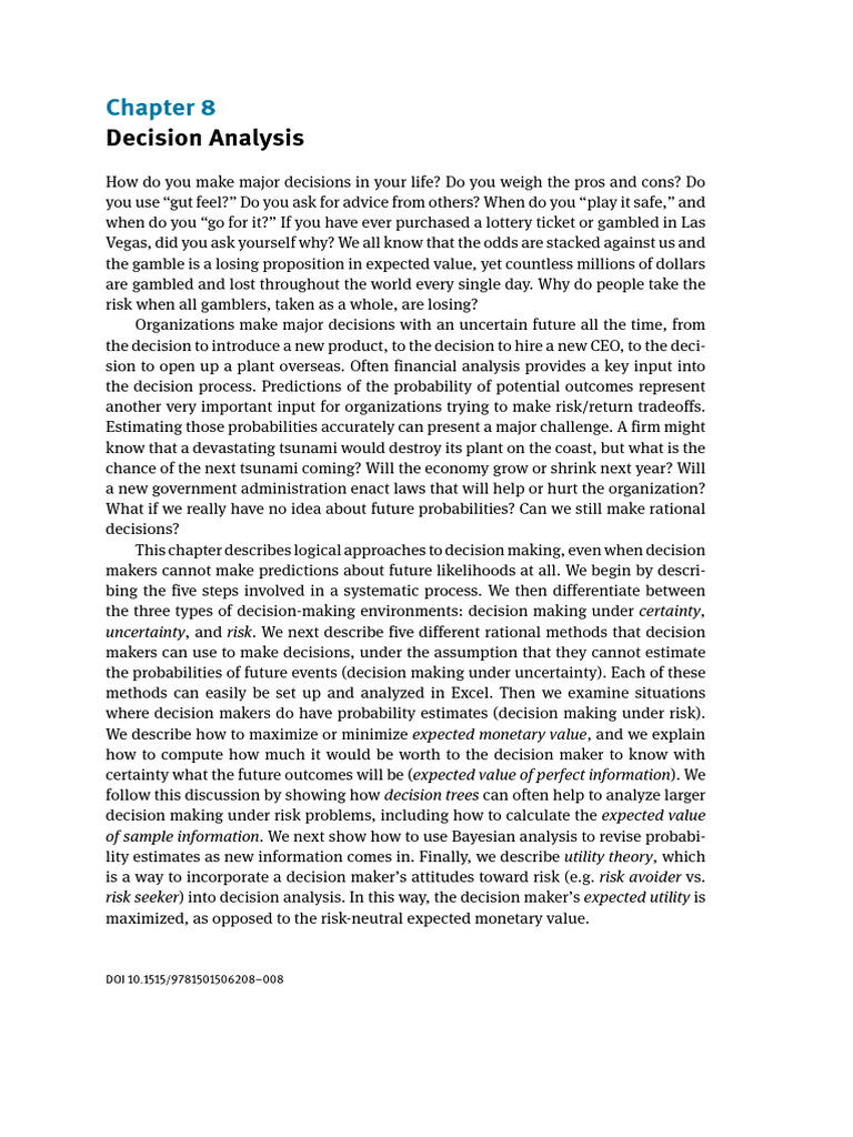 Decision Analysis Techniques Explained | PDF | Risk | Decision Theory