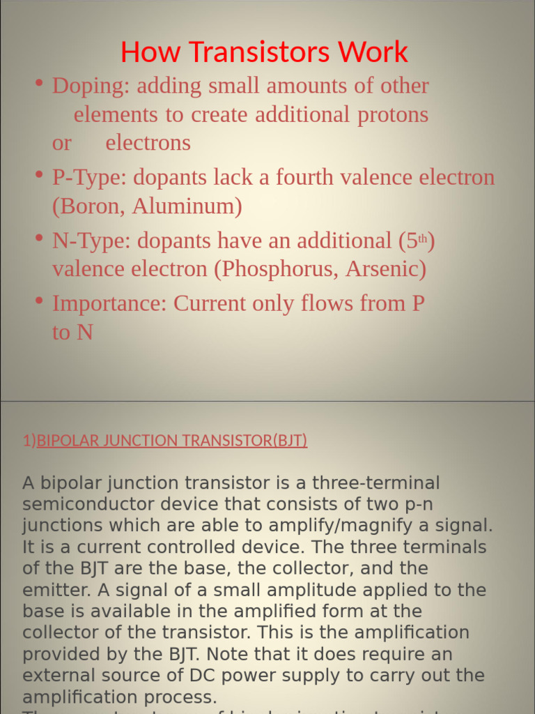 Understanding Transistor Types and Functions | PDF | Field Effect ...