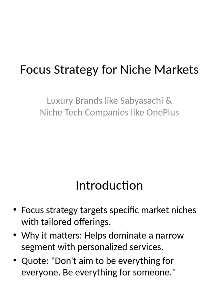 Focus Strategy in Niche Markets | PDF