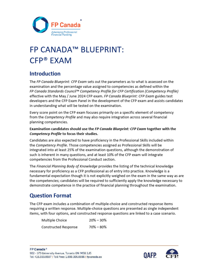 CFP Exam Blueprint Overview 2024 | PDF | Multiple Choice | Function ...