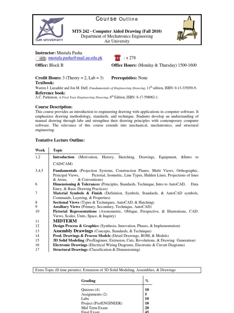 Manual Drawing in CAD Course Outline | PDF | Art
