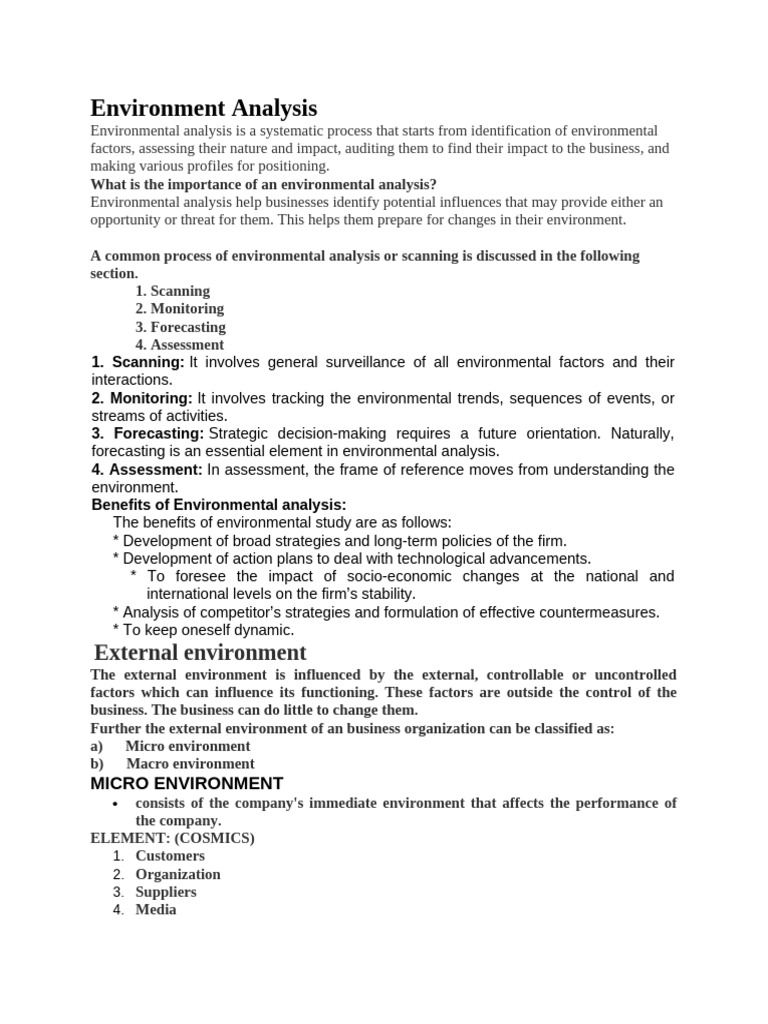 Comprehensive Guide to Environmental Analysis | PDF | Market ...