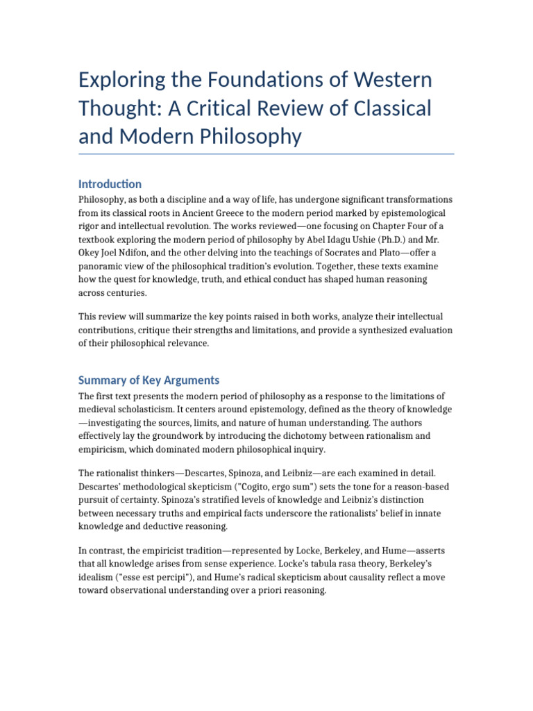 Philosophical Review Classical Modern | PDF | Rationalism | Empiricism