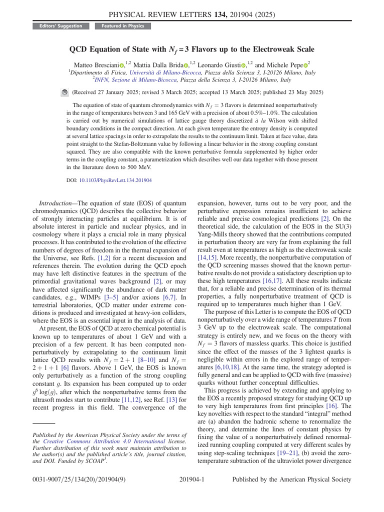 QCD Equation of State with 3 Flavors | PDF | Quantum Chromodynamics ...