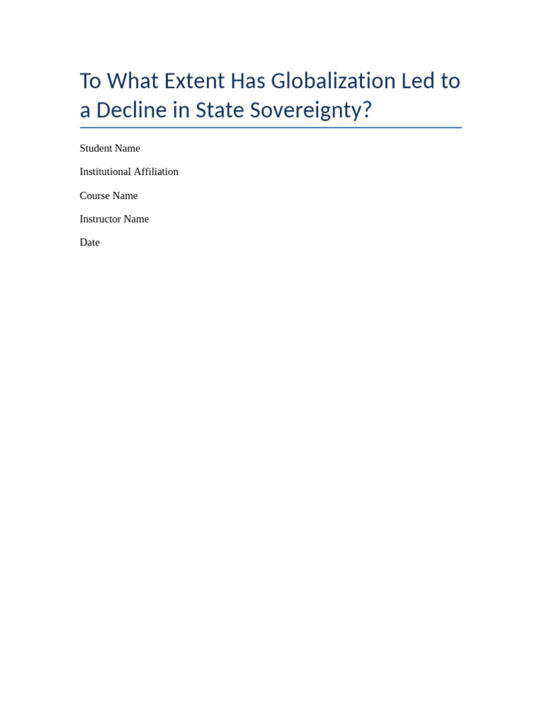 Globalization's Impact on State Sovereignty | PDF | Globalization ...