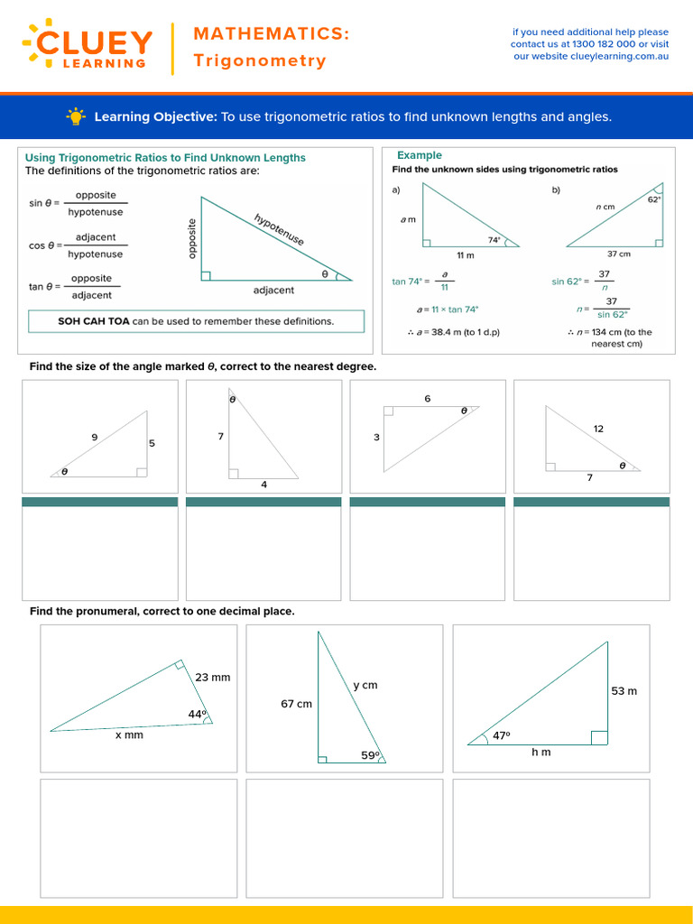 Trigonometric Ratios for Angles and Lengths | PDF | Trigonometry ...