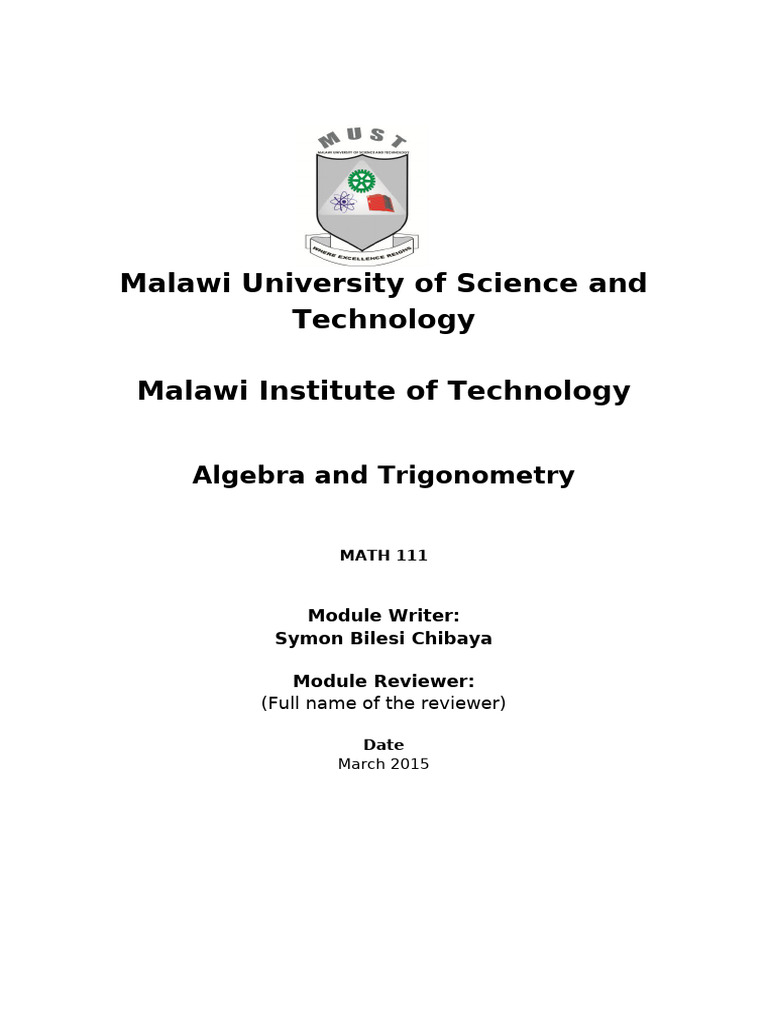 MATH 111 Module (MUST) | PDF | Trigonometric Functions | Set (Mathematics)