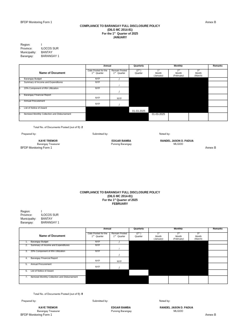 BFDP Compliance Monitoring 2025 | PDF