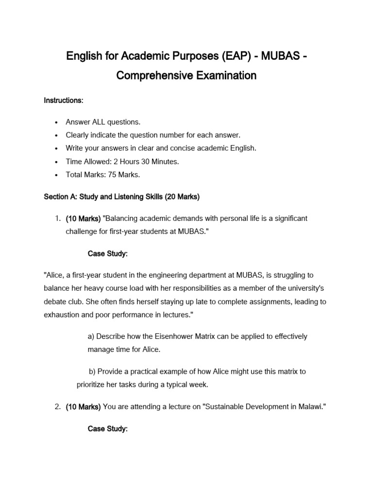 EAP Comprehensive Exam Guide for MUBAS | PDF | Plagiarism | Credibility